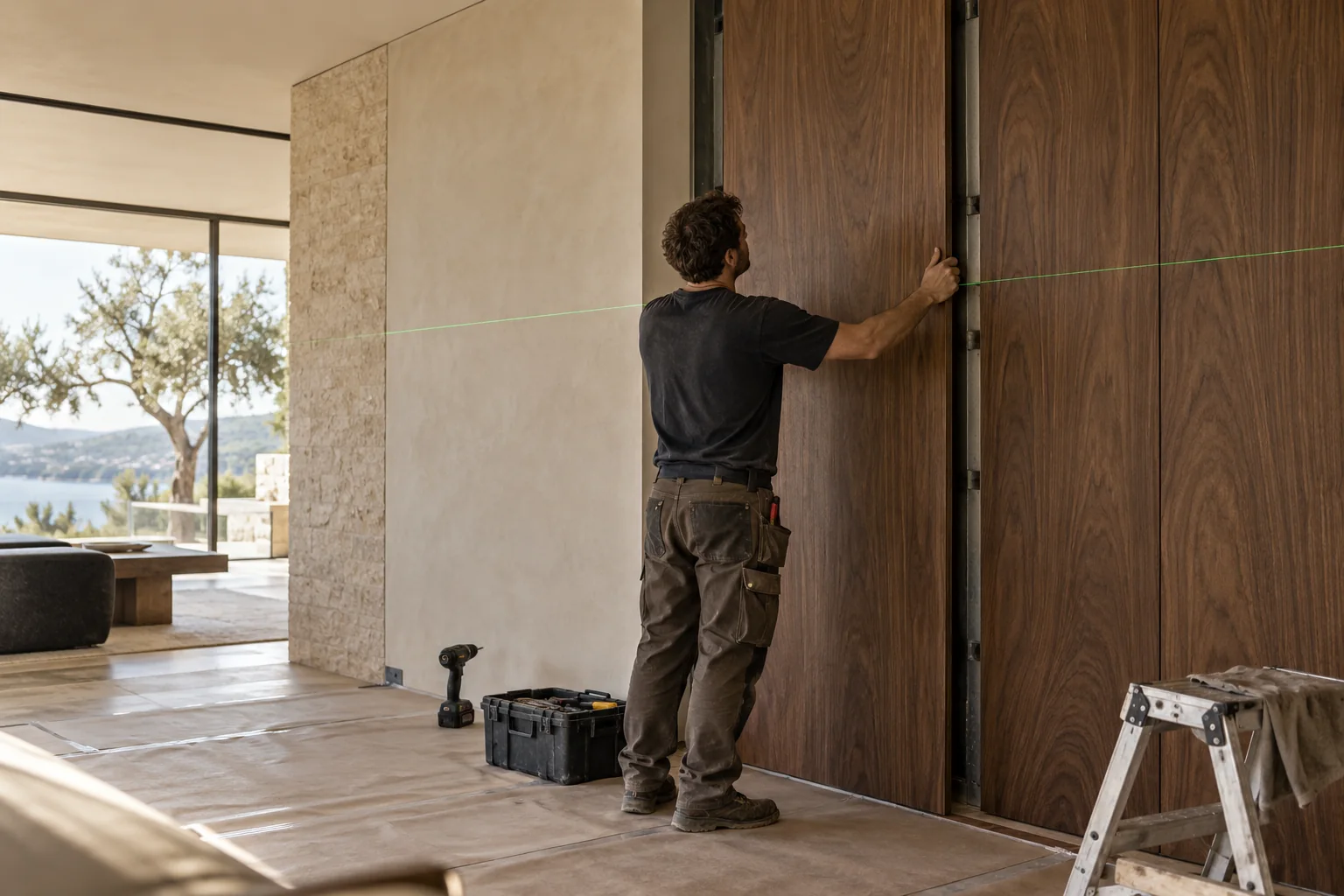 Illustrated fitting and alignment of wall panels